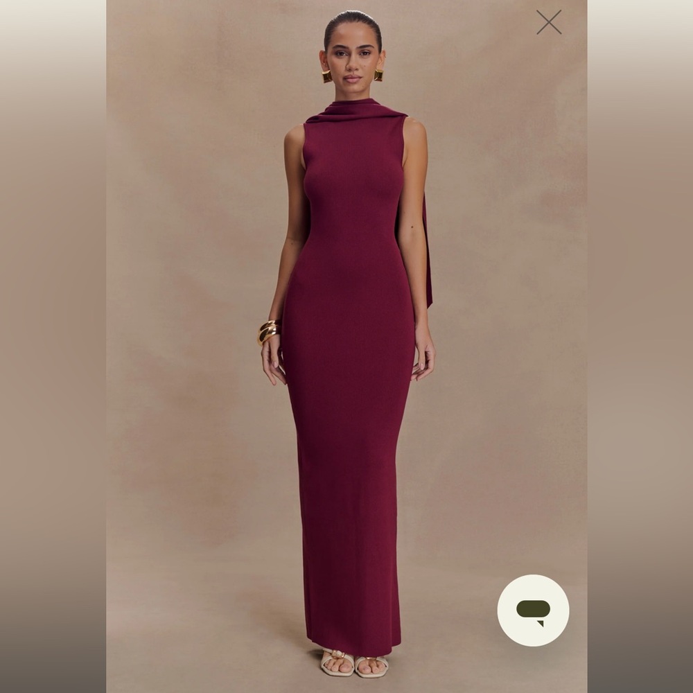MESHKI DARBY Elegant Burgundy Sleeveless Dress
